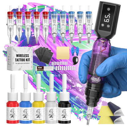 Rotary Tattoo Pen Machine Kit, 1200mAh Battery, LED Display, 4.0mm Stroke, Anti-Slip Grip, Adjustable 4-12V