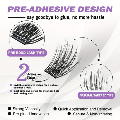 156-Piece Mixed Self-Adhesive Lash Cluster Tray with Black Tweezers and Spoolie Brush in Mixed Style