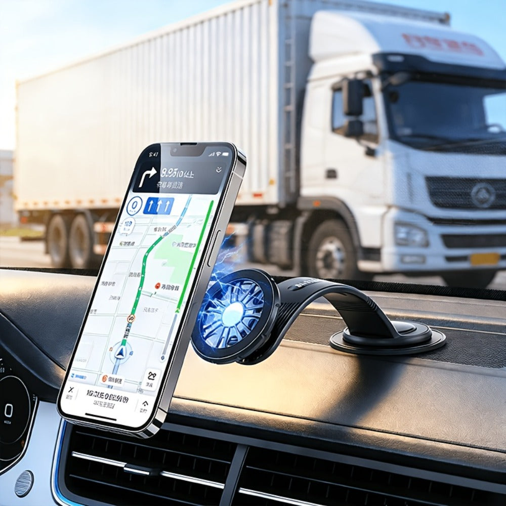 Flexible Gooseneck Car Phone Mount with Round Magnetic Head, Dashboard Base and Two Black Model Options