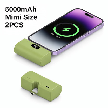 Power Bank 5000mAh Mini with Foldable USB-C Plug, 10W Listed Charging and Digital Display Pack