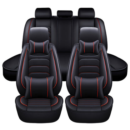 Car Seat Covers 5-Seat Faux Leather Set with Foam Padding and Optional Matching Pillow Pieces