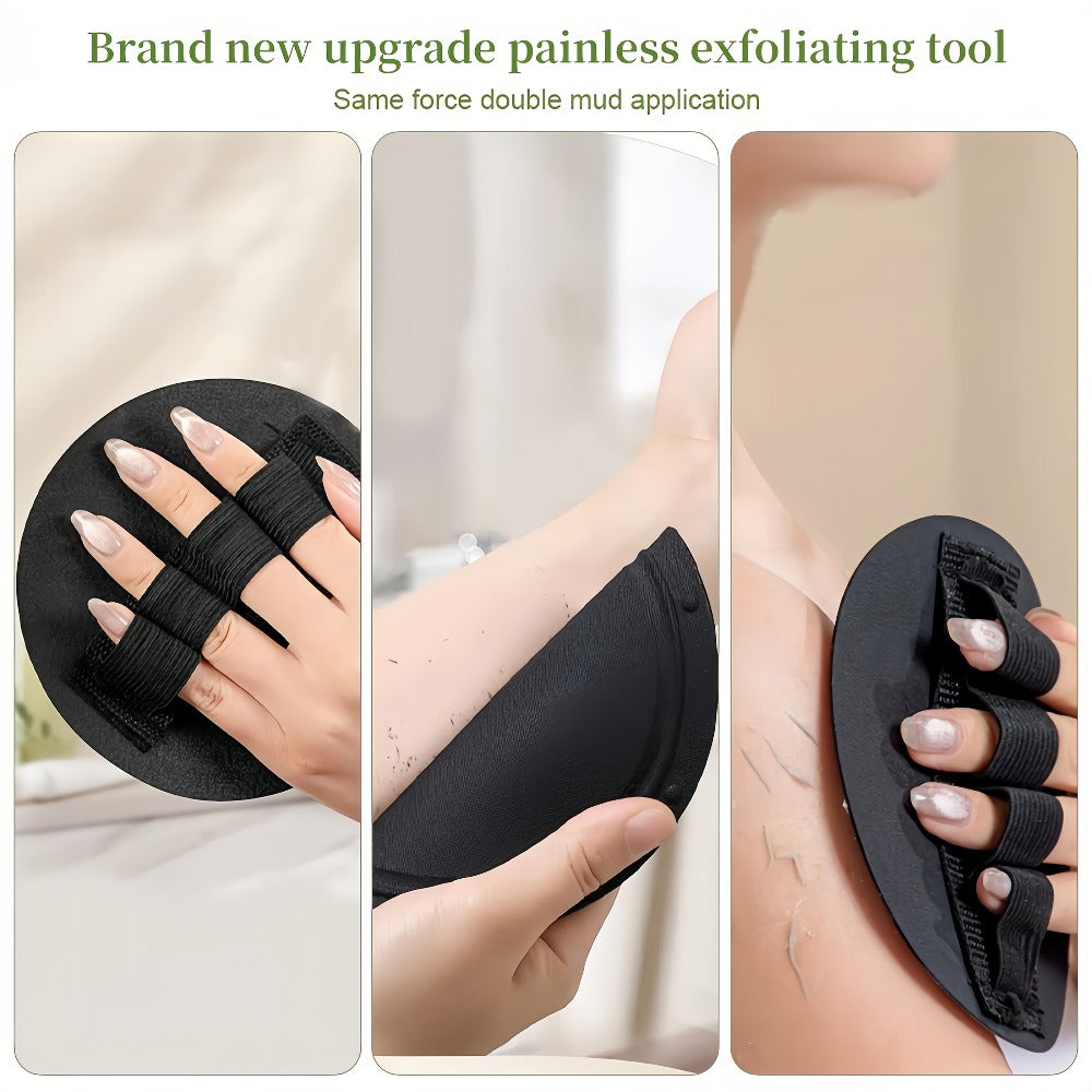 Mandelic Acid AHA Exfoliating Gel & Five-Finger Mud Scrubber Glove 2-Piece Set for Bath Time, Home Spa and Personal Care