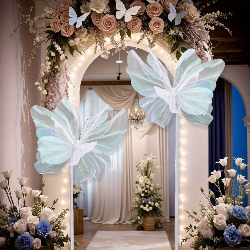 Pink Butterfly Wall Decorations, Three-Piece Set with Layered 50 x 42cm Wing Designs for Hanging Displays
