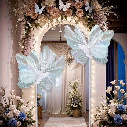 Pink Butterfly Wall Decorations, Three-Piece Set with Layered 50 x 42cm Wing Designs for Hanging Displays
