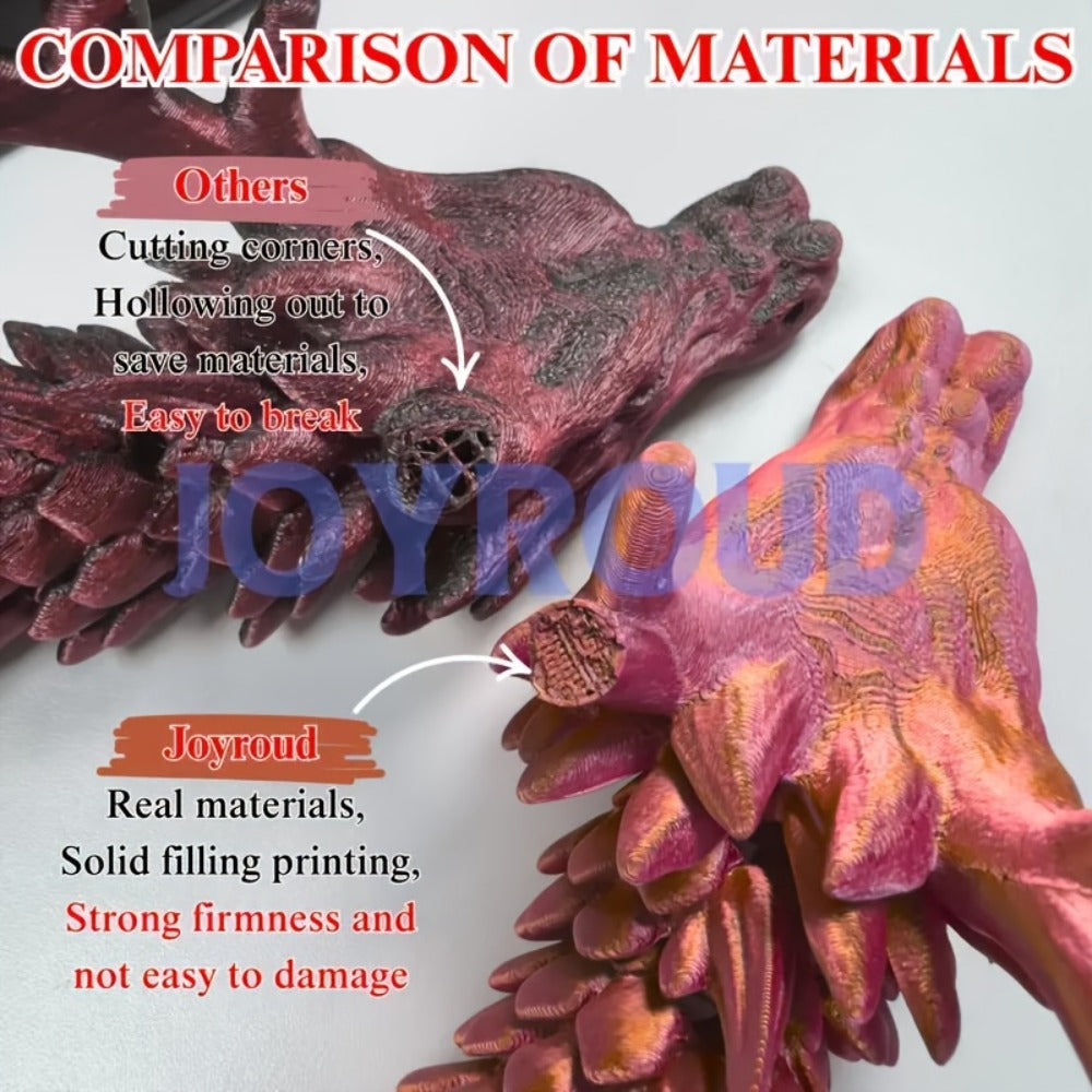 3D Printed Dragon 35.4 Inch with Flexible Joints – Articulated Poseable Dragon Figurine for Car Dashboard, Home Decor & Desk Display