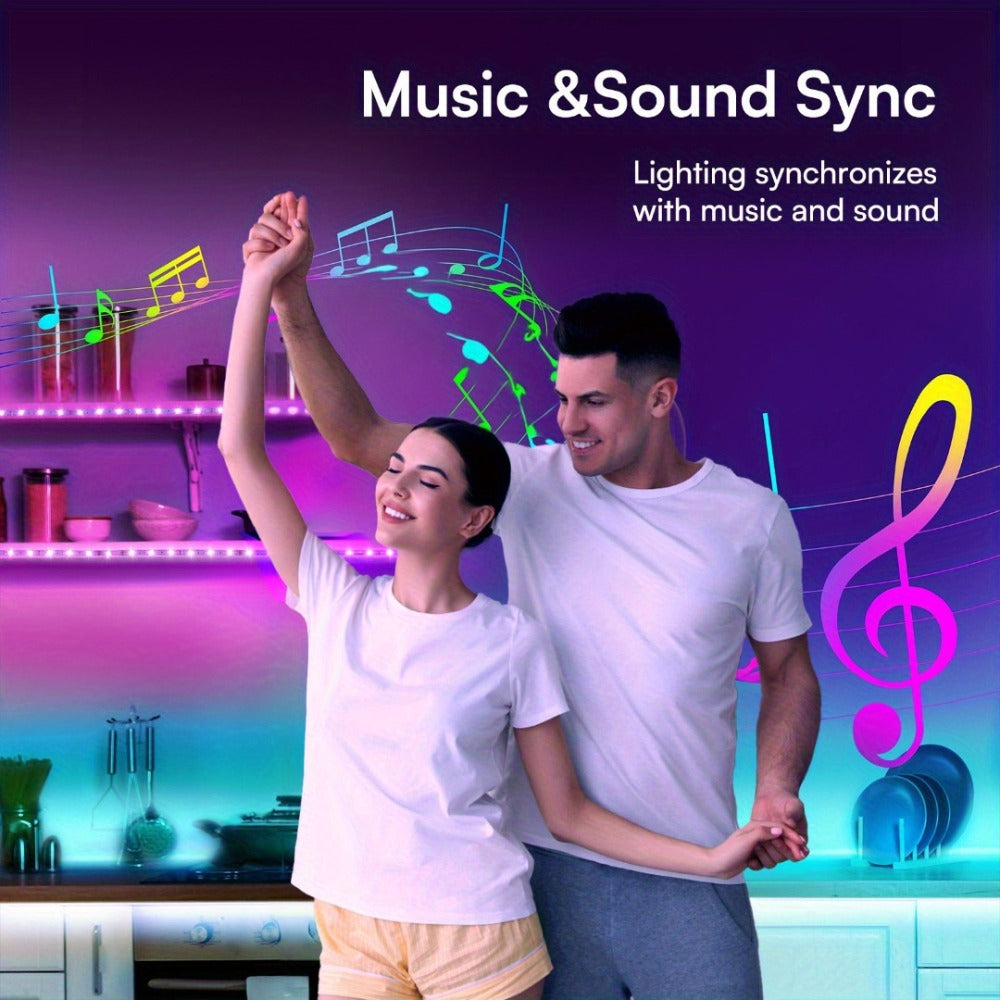 RGB LED Strip Lights Music Sync Color Changing for an Everyday Personal Care Routine, with the Listed Configuration