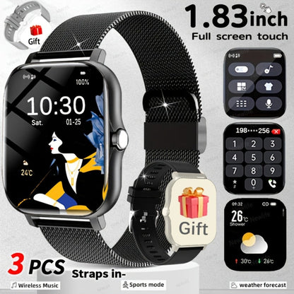 Smartwatch for Men Women with Bluetooth Calling, 1.83" Full Touch Screen Large Dial, Weather Notification, Sports Tracker & Pedometer