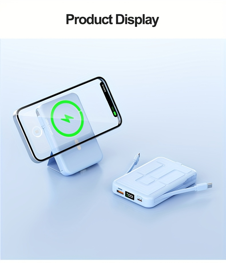 10000mAh Mobile Power, 22.W Magnetic Charging Treasure, Comes with Convenient Dual Cable, with LED Power Display