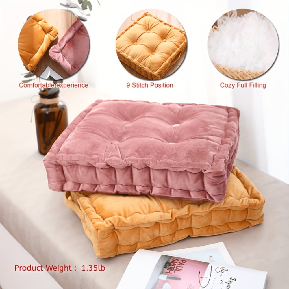 Square Flannel Floor Cushion Thickened Futon Meditation Mat Chair Seat Pad Bay Window Pillow for Entryways, Bedrooms and Living Spaces