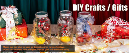 Mason Jars 64oz Wide Mouth with Lids 3 Pack Large Glass Canning Jars Airtight for Food for Home Cooking, Dining and Outdoor Meals