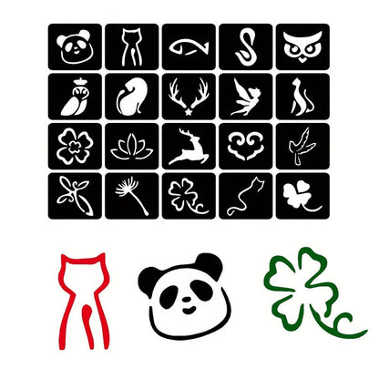 DIY Tattoo Stencils Set 12 Sheets Hollow Design Templates | Reusable Body Art Kit for Arm Ankle Ear Wrist | Waterproof Compatible with Juice