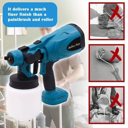 HVLP Paint Sprayer Electric Spray Gun with 3 Spray Patterns & 27oz Container, Cordless Airless Sprayer for House Painting