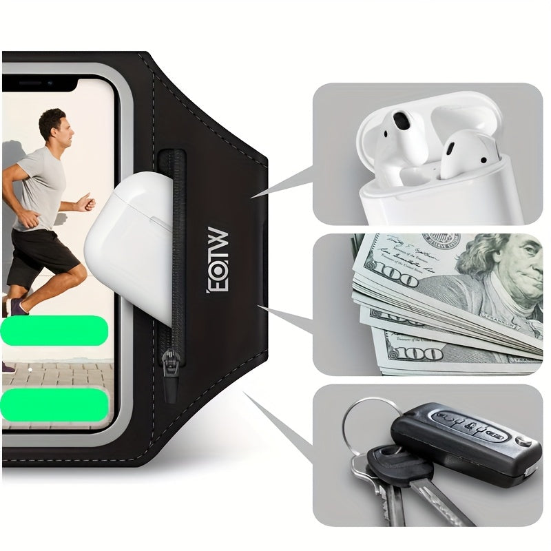 Running Armband Phone Case Sweatproof with Touch Screen Face ID Access & Storage Pocket for an Everyday Personal Care Routine