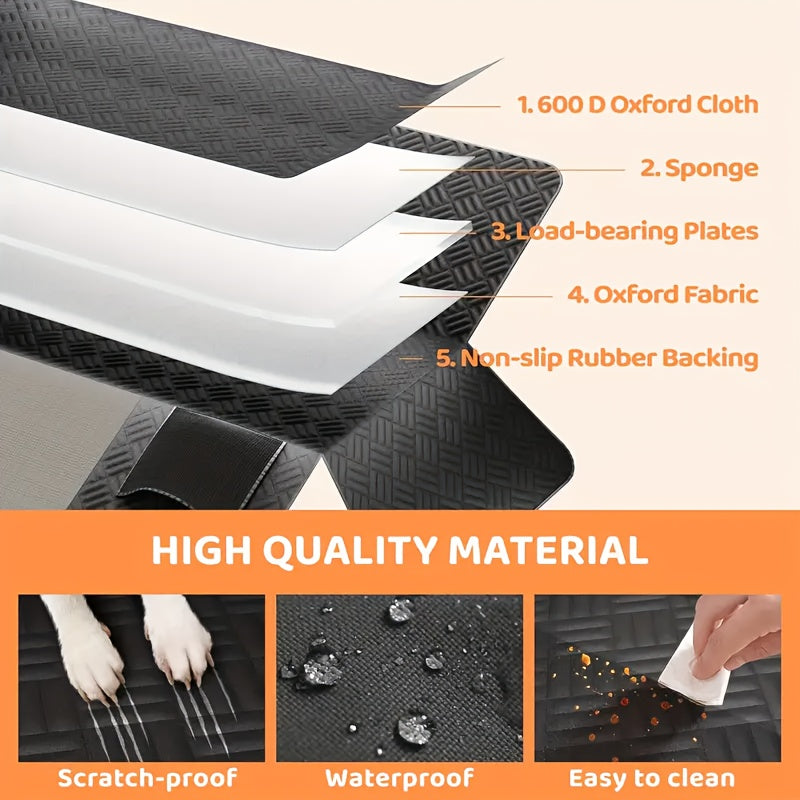 Dog Back Seat Extender with Hard Bottom – Heavy Duty Car Seat Cover for Dogs Supports 400 lbs, Waterproof Backseat Hammock Bed for SUVs