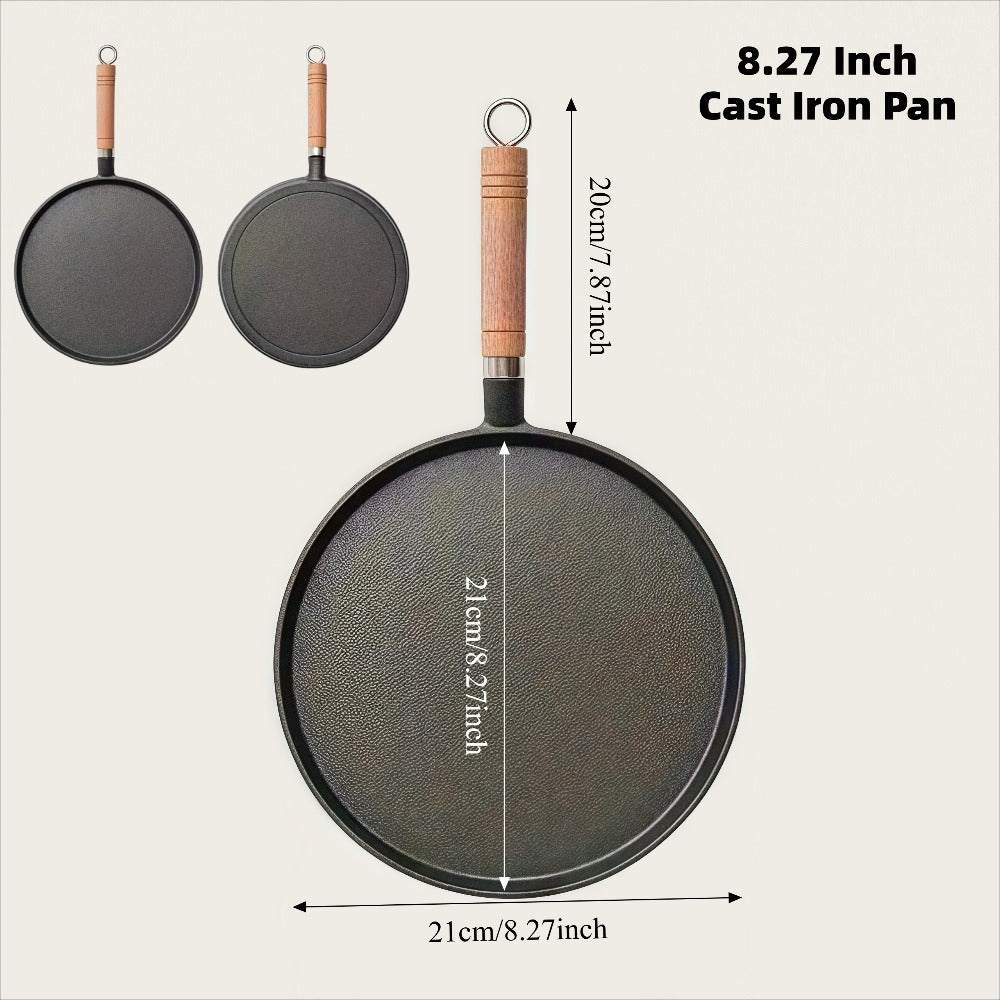 Cast Iron Skillet Non-stick Flat Pan 8.27/9.45/10.63 Inch for Pancakes Eggs & Crepes for Home Cooking, Dining and Outdoor Meals
