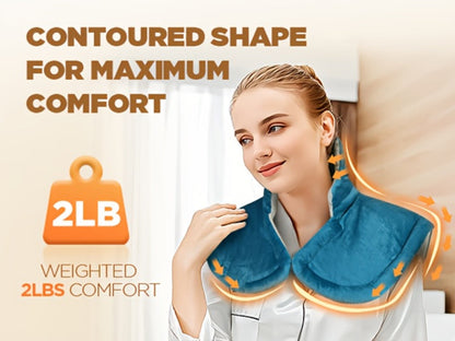Heating Pad for Neck & Shoulders – 130W Graphene Weighted Electric Pad, 6 Heat Settings, 4 Timers, Auto Shut-Off, Machine Washable
