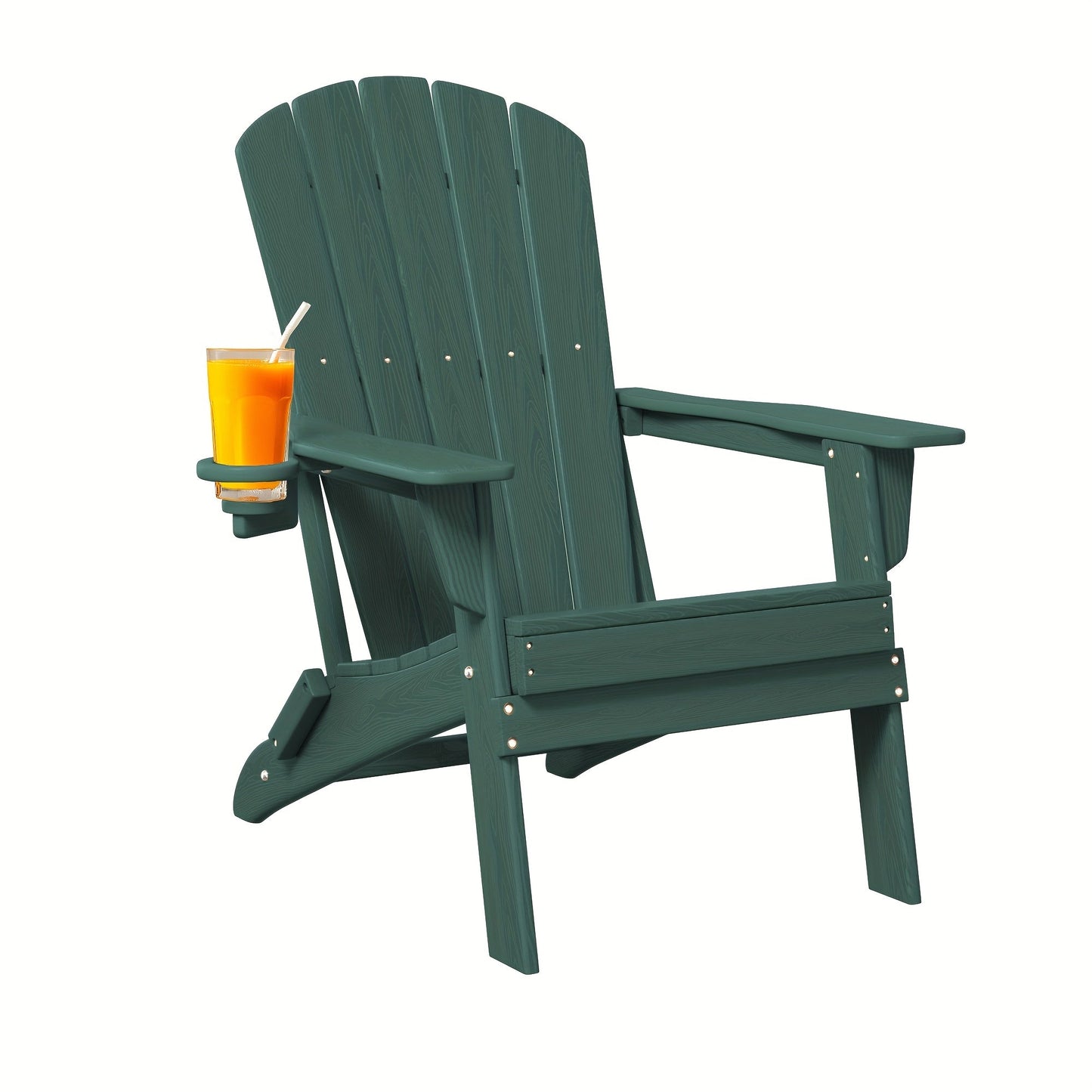 Folding Adirondack Chair with Cup Holder – HDPE All-Weather Outdoor Patio Chair