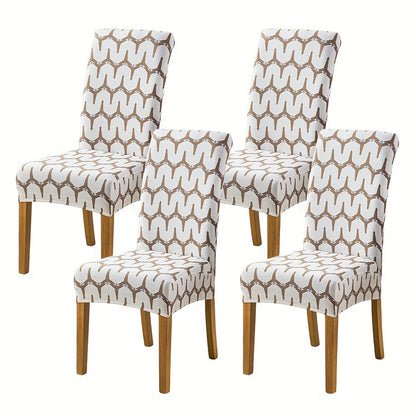 Printed Stretch Dining Chair Covers in Ten Patterns with Four- or Six-Piece Set Checkouts for Parsons Chairs