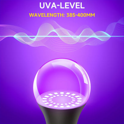 UV Black Light Bulbs 12W LED UVA 385-400nm - Glow in the Dark Party Blacklight Bulb for Halloween