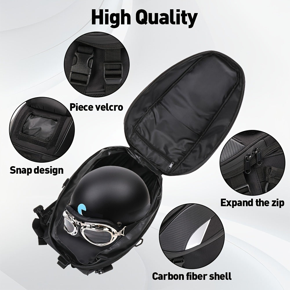 Motorcycle Backpack Helmet Bag – JFG RACING Motorbike Tail Bag with Adjustable Strap for Outdoor Camping, Travel & Luggage Storage