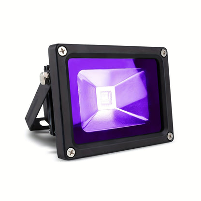 Single Rectangular UV Black-Light Flood Lamp with Adjustable Stand, Black Housing and Corded Lead