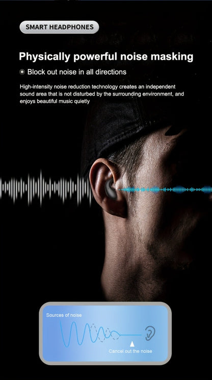Heart-Shaped Bluetooth 5.4 Sleep Earbuds with Digital Charging Case in Black, White or Khaki