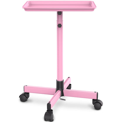 Rolling Salon Tray Cart on Wheels Adjustable Height 17.9x12.8 Inch Mobile Stylist Tray Table for Spa Tattoo Studio Blowdry Bar Aesthetic