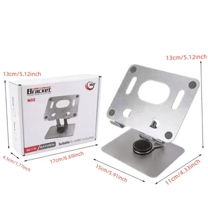 Black or Silver Rotating Tablet Stand with Foldable Metal Desktop Base and 17 × 15 × 11 cm Package Dimensions