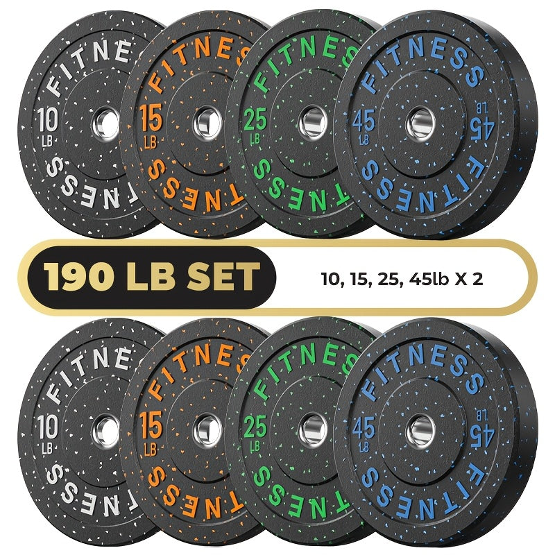 Bumper Plates Colored Rubber Weight Plates – 2-Inch Olympic Barbell Plates for Weightlifting & Strength Training