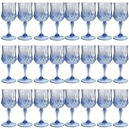 Plastic Wine Glasses 24 Pack – Colorful Shatterproof Goblets for Parties, Weddings & Events – Reusable Vintage-Style Stemmed Cups