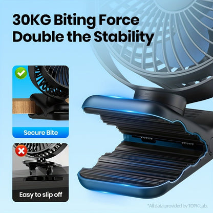 Clip on Fan USB Desk Fan, Brushless Motor Whisper Quiet Portable Mini Fan with Strong Clamp