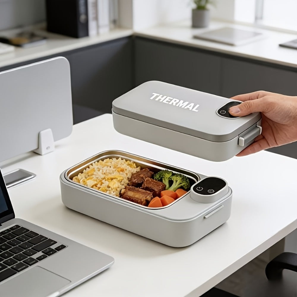 Electric Lunch Box Food Heater 3-in-1 USB Heated Bento Box, Stainless Steel Portable Warming Lunch Box with Adjustable Temperature