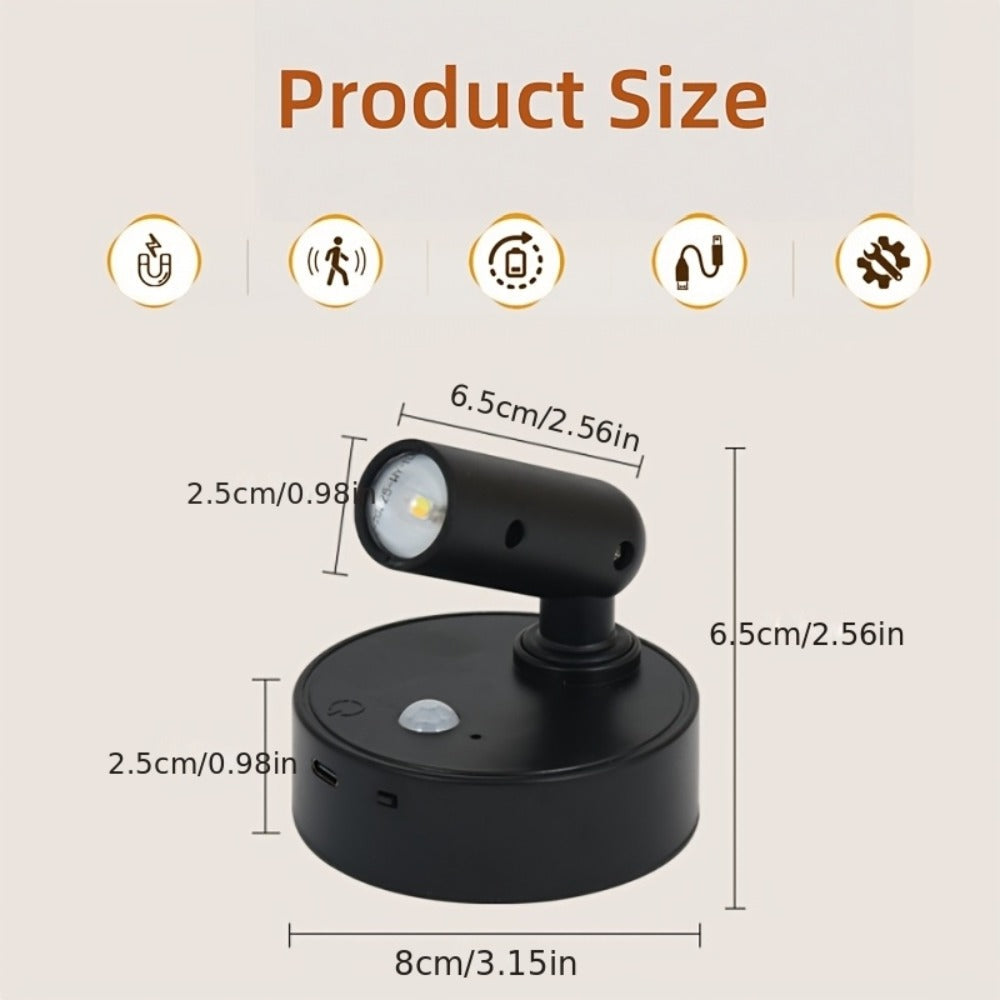 Wireless LED Spotlight Indoor 2 Pack Remote Control 3-Color Adjustable Motion Sensor Magnetic for Entryways, Bedrooms and Living Spaces
