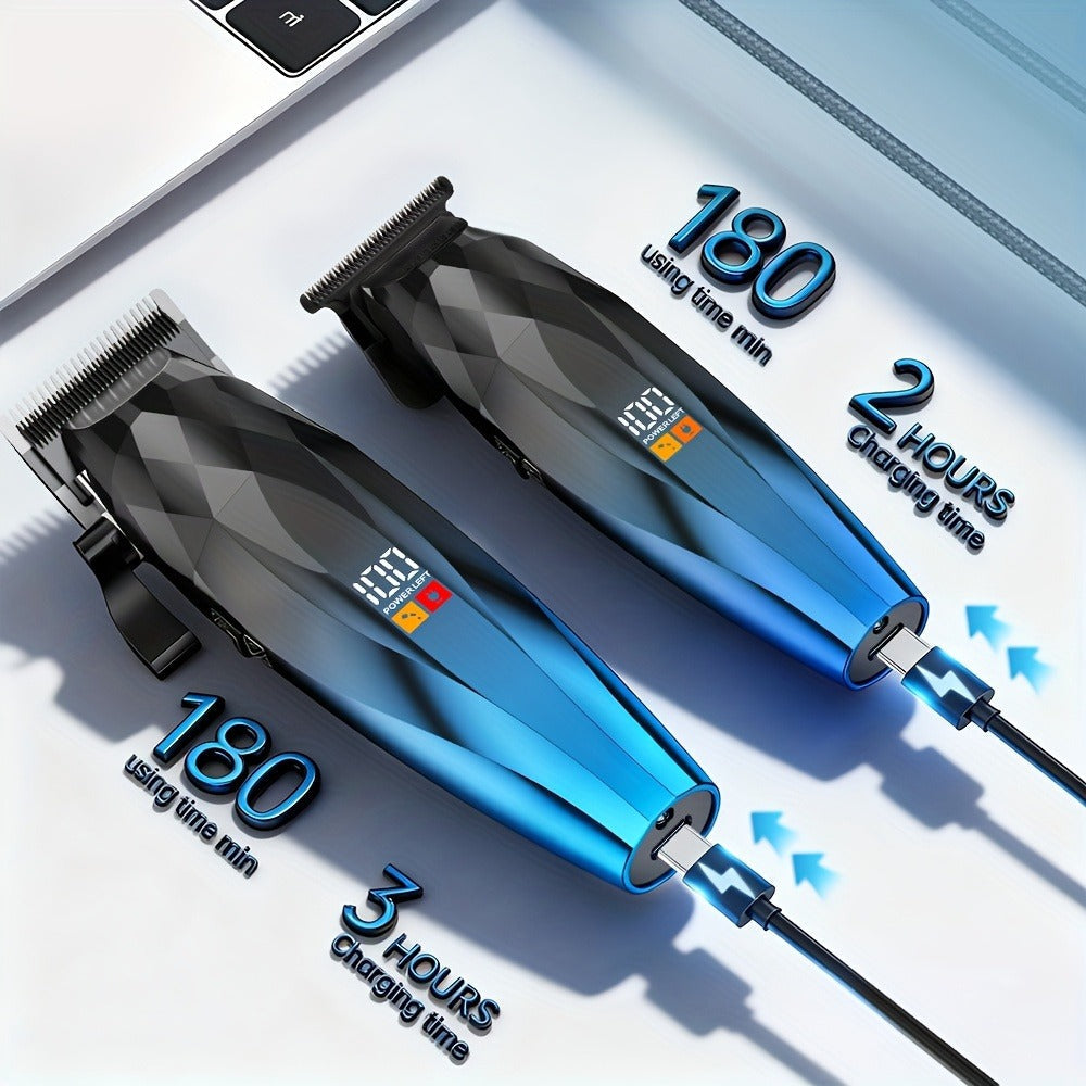 Electric Hair Clipper 2-Pack for Men – Professional Cordless Hair Trimmer Set for Home Car Business Travel