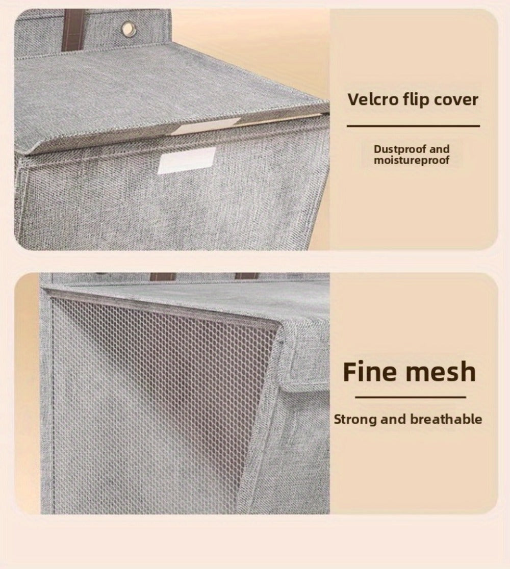Wall Mounted Laundry Hamper Foldable Oxford Cloth with Lid | Space Saving Clothes Storage Basket for Bedroom Bathroom Living Room | Large