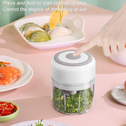 Mini Food Processor USB Rechargeable Electric Chopper 9.47oz, Portable Wireless Meat Grinder & Blender for Garlic