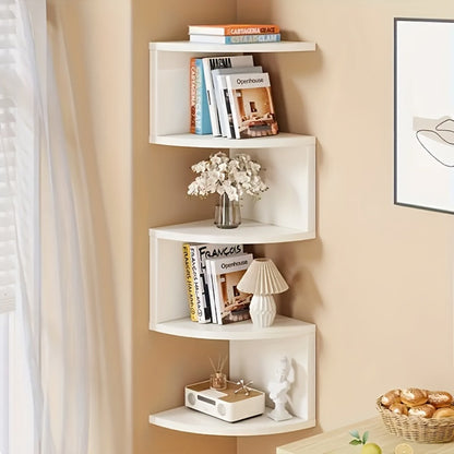 5-Tier Wall-Mounted Corner Shelf – Space-Saving Floating Storage Organizer in White Acrylic for Bathroom, Living Room, Bedroom