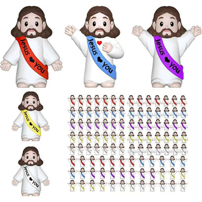 100pcs Mini Jesus Statue Party Favors – Religious Baptism First Communion VBS Crafts Gift Random Color