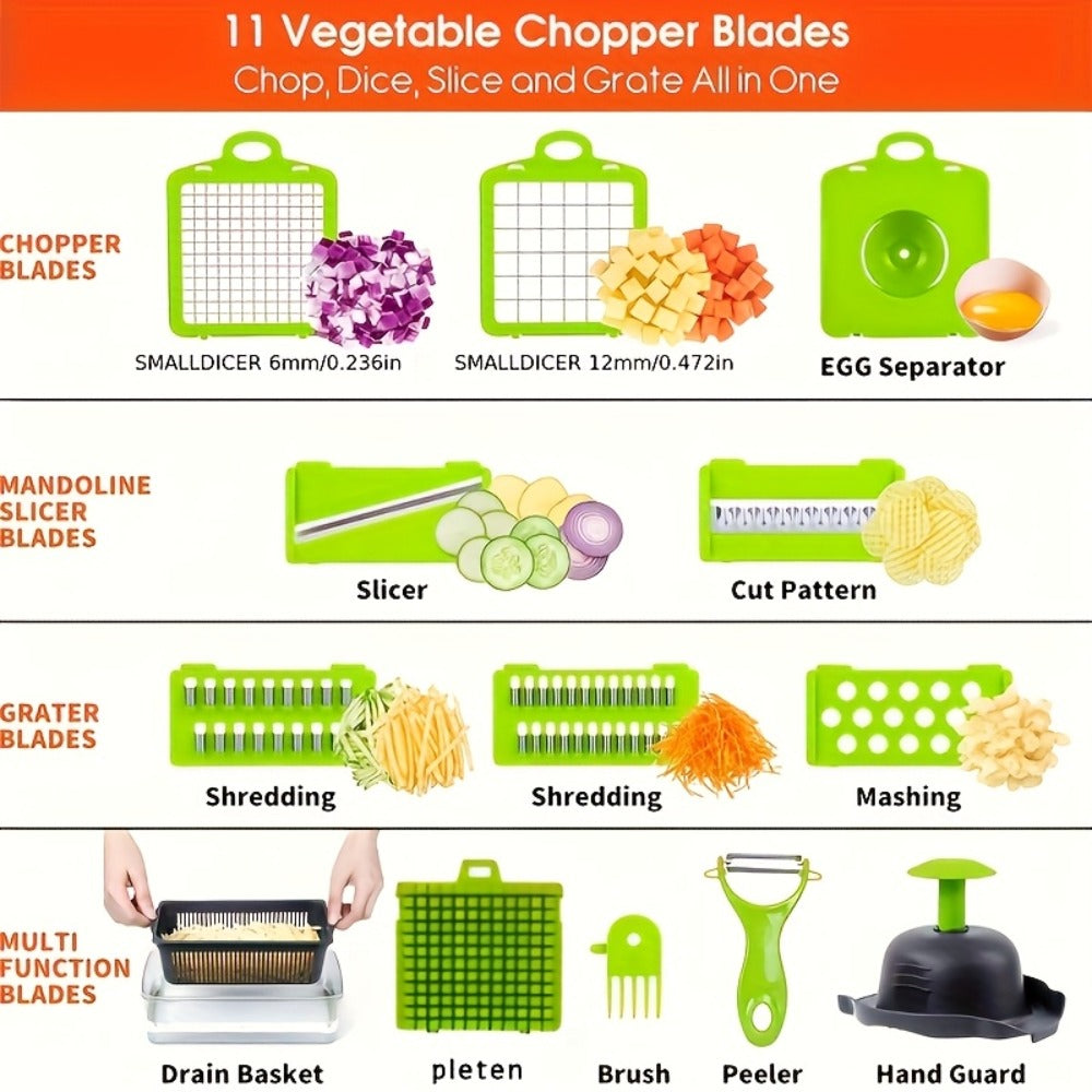Vegetable Chopper 16-in-1 Multifunctional Food Chopper Slicer & Dicer for Bath Time, Home Spa and Personal Care