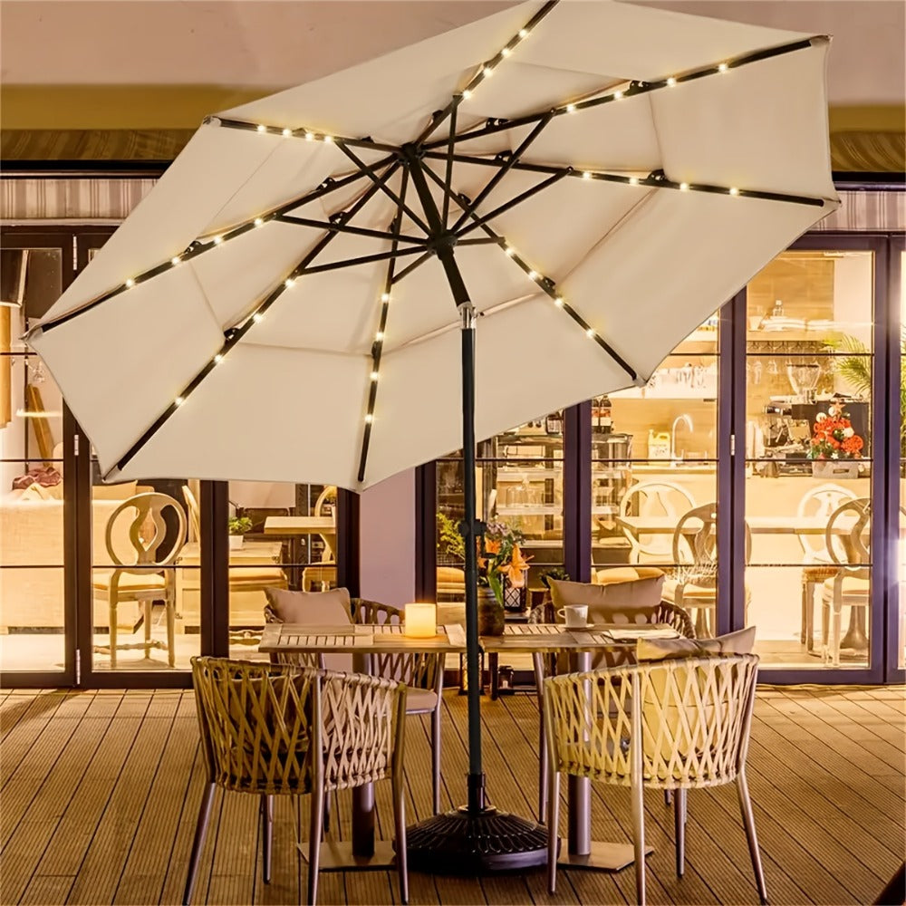 Solar Patio Umbrella Light 104 LED, 8 Modes Remote Control Outdoor Market Umbrella Lamp, Solar Powered White Light for Backyard