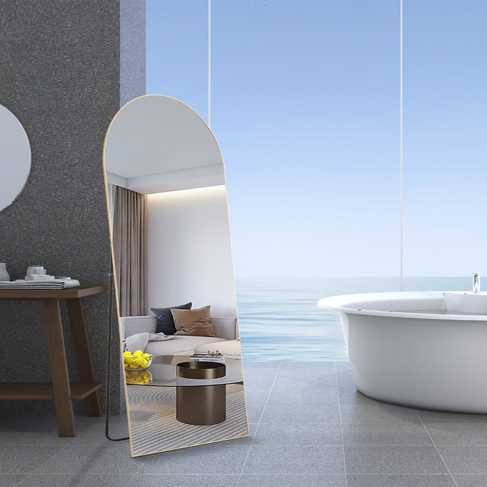 Full Length Mirror Floor Mirror with Stand, Aluminum Alloy Frame Full Body Mirror, Standing Hanging or Leaning Against Wall for Bedroom