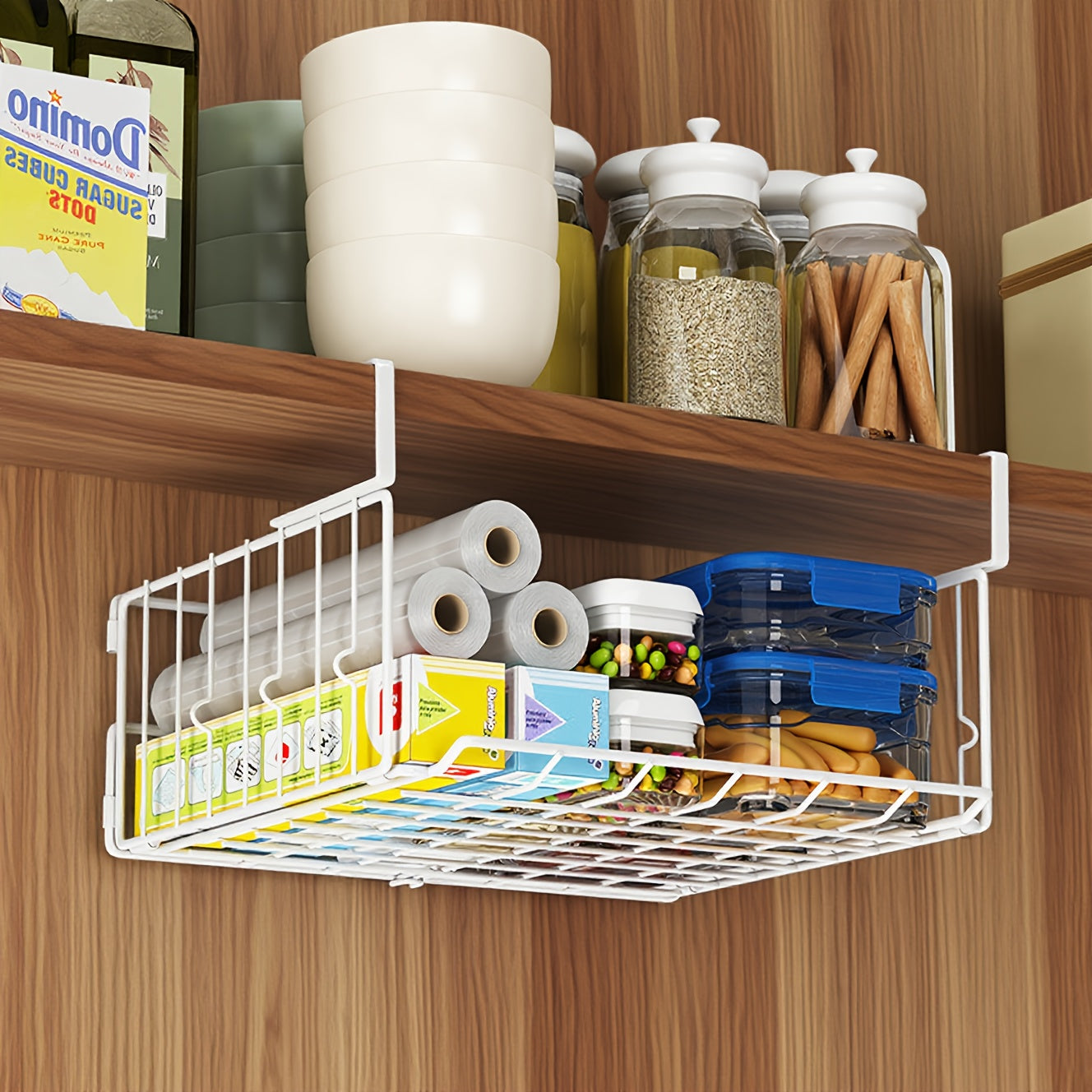Wall Mount Foldable Storage Basket – Metal Organizer, Collapsible Space Saving for Kitchen Cabinet
