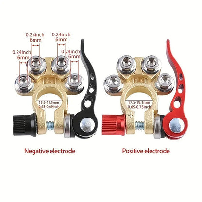 Car Battery Terminal Connectors Kit – 4-Way Quick Release Disconnect Clamps, Positive & Negative SAE/JIS Type A Posts for Car, Truck
