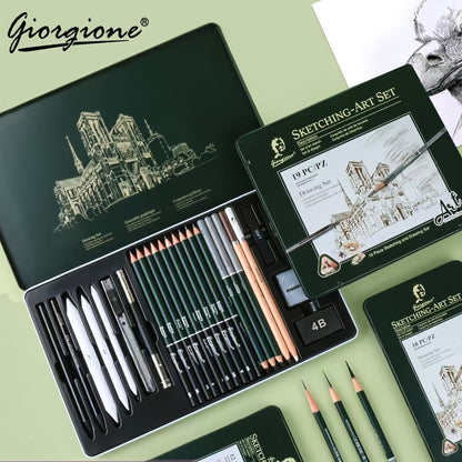 Sketching Pencil Set 27 Piece with Charcoal Pencils Charcoal Sticks Erasers Drawing Supplies for Artists Beginners Students Sketching Quick
