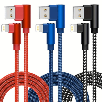 10ft Nylon Braided Lightning Cable 3-Pack MFi, USB-A to Lightning iPhone Charger Cord for iPhone 14 13 12 11 Pro Max XS XR X 8 7 SE