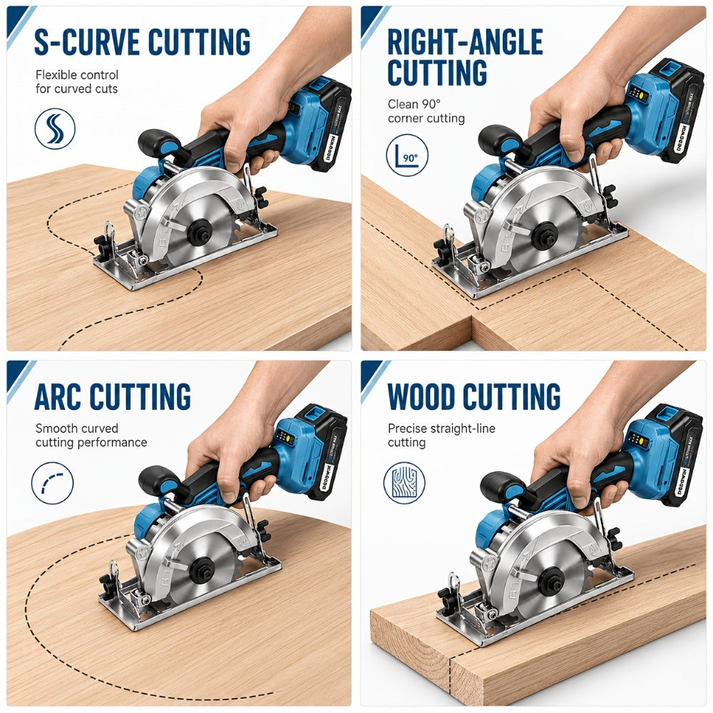 Brushless Circular Saw Kit 21V Cordless, Battery & Charger Included, Adjustable 45° Bevel Cutting