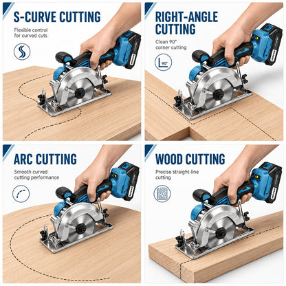 Brushless Circular Saw Kit 21V Cordless, Battery & Charger Included, Adjustable 45° Bevel Cutting
