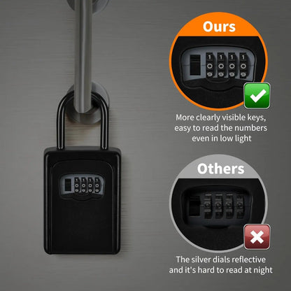Wall-Mounted Key Lock Box with Resettable Password – Outdoor Key Safe Box, Security Lock Box for Home Garage Garden Office Store