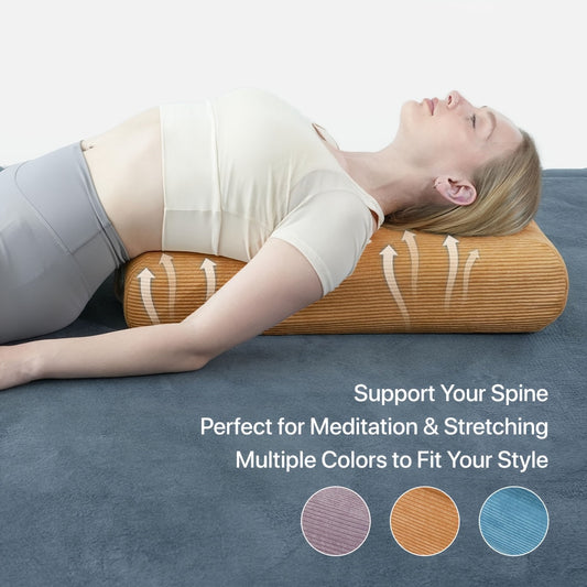 Yoga Bolster Pillow – Long Supportive Cushion for Restorative Yoga & Floor Sitting, Carry Handle & Machine Washable Cover for Meditation