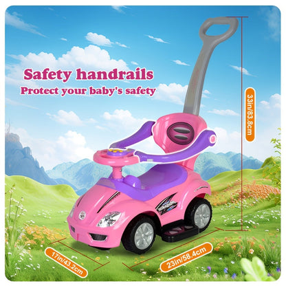 3-in-1 Toddler Push Ride & Walker Car, Baby Ride-On Toy with Guardrail, Music & Under-Seat Storage for Ages 18-36 Months